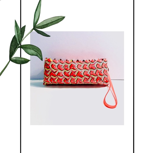 Ecoist Red Candy Wrapper Clutch Wristlet Handbag - Picture 2 of 10